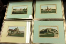 A set of four framed and glazed sand pictures depi