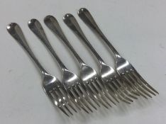 A set of five OE pattern silver dessert forks. Lon