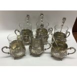 A good set of Continental silver cups with clear g