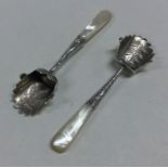 A good pair of attractive silver and MOP caddy sco