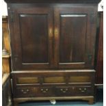 A good Georgian oak housekeeper's cupboard on brac