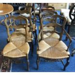 A set of six Continental cane seated chairs. Est.