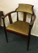 An Edwardian inlaid chair. Est. £20 - £30.