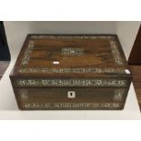A rosewood and MOP inlaid jewellery box. Est. £100