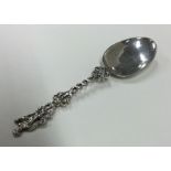 A Dutch silver spoon with twisted terminal. Appare