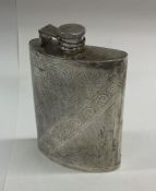 A heavy Continental Sterling silver hip flask with