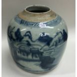 A Chinese blue and white crackleware jar of typica