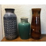 A group of three Danish pottery vases. Est. £25 -