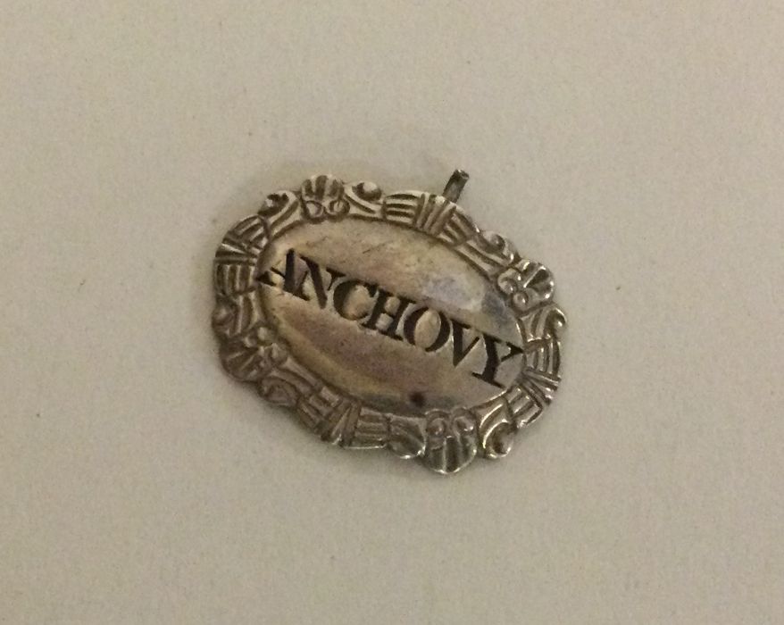 A Georgian silver wine label for 'Anchovy'. London - Bild 2 aus 2