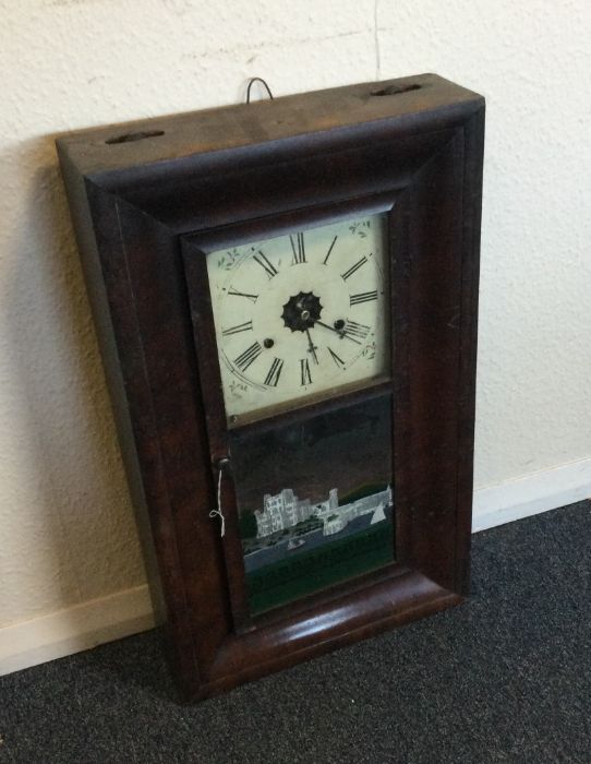 A Continental mahogany framed wall clock. Est. £20 - Image 2 of 3