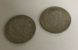 Two 1935 silver Crowns. (Coins). Approx. 57 grams.