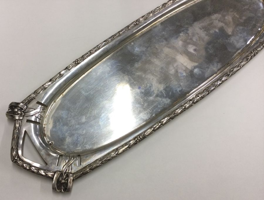 A heavy German silver sandwich tray with bell deco - Image 2 of 2