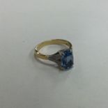 A good aquamarine and diamond crossover ring of st