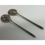 Two Russian silver mounted spoons engraved with sc
