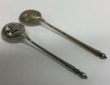 Two Russian silver mounted spoons engraved with sc