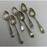 A heavy set of six bright cut silver teaspoons wit