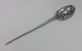 A Georgian silver pierced mote spoon with tapering
