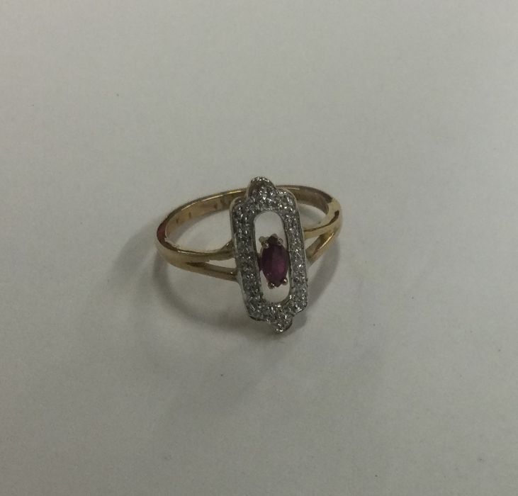 An attractive ruby and diamond cocktail ring of st