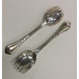 A good pair of Grecian silver jam spoons. London.