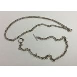 A modern silver watch chain together with one othe