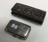 A hinged top silver box together with a card case.