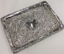 A large Edwardian silver dressing table tray with