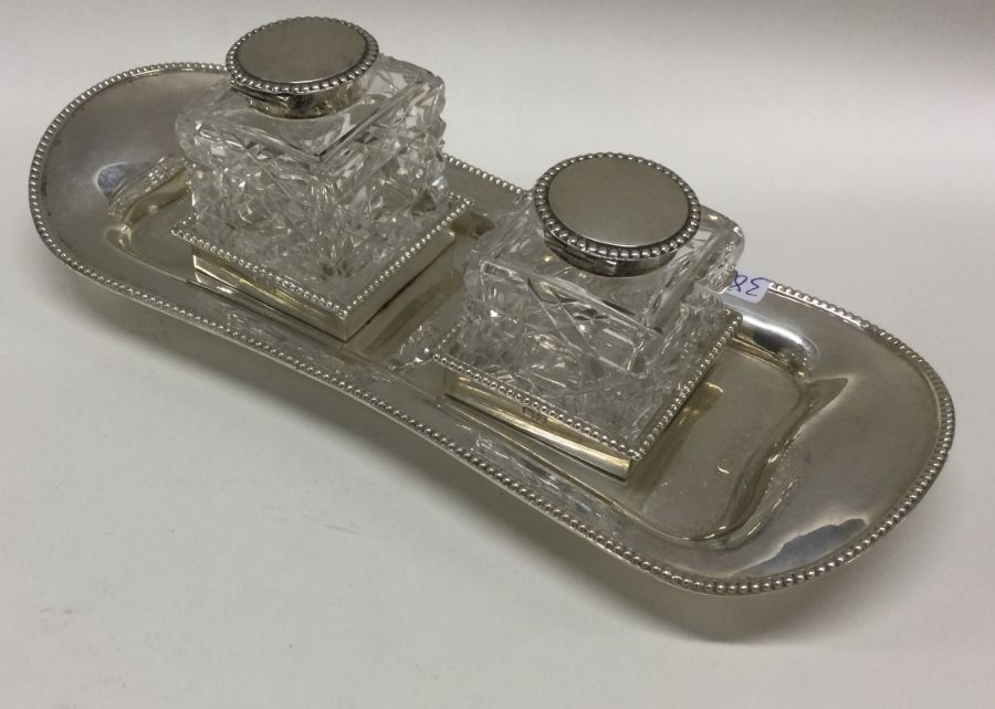 A heavy lady's silver two bottle inkstand with hin - Image 2 of 2