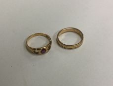 Two high carat gold ring mounts. Approx. 6 grams.