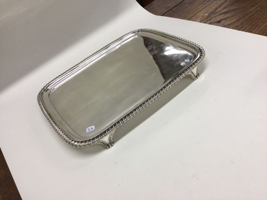 A large George III rectangular silver salver with
