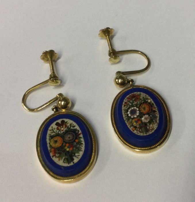 A good pair of gold framed micro-mosaic earrings o