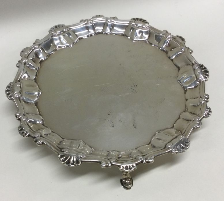 A good Georgian silver salver with shell border to - Image 2 of 3