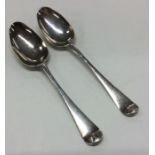 A Georgian silver Hanoverian pattern spoon togethe