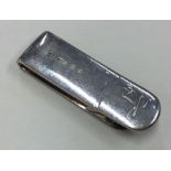 A good quality plain heavy silver money clip with