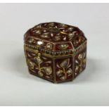 A heavy 21 carat gold Indian casket shaped pill bo