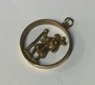 A circular 9 carat 'St. Christopher' pendant. Appr
