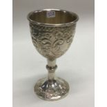 A fine quality Edwardian silver goblet profusely d