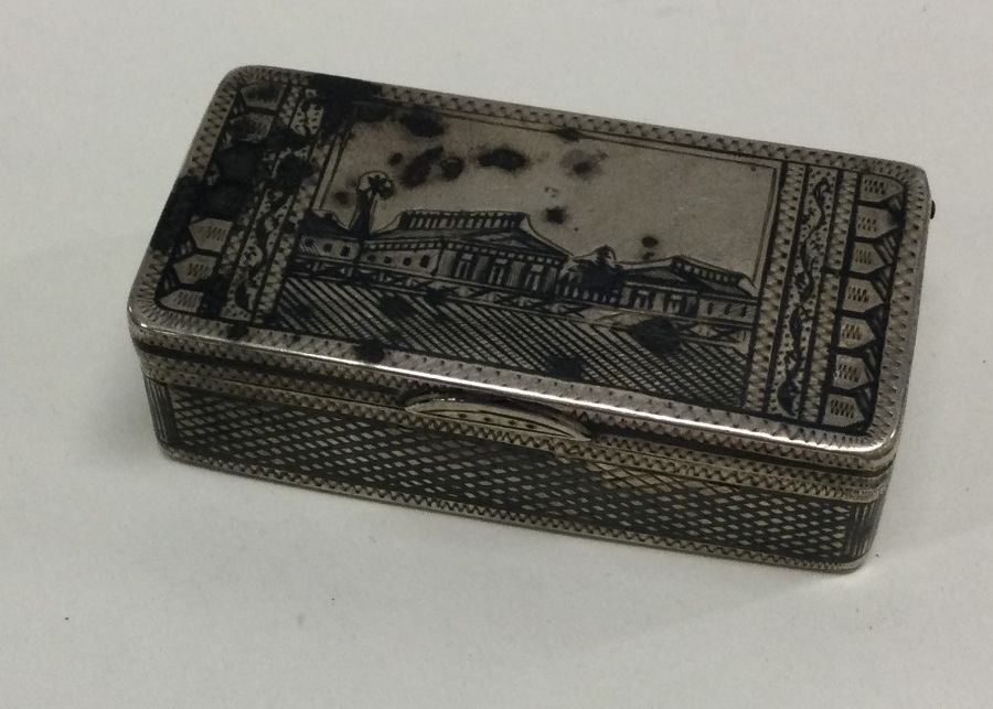 A Russian silver snuff box attractively decorated