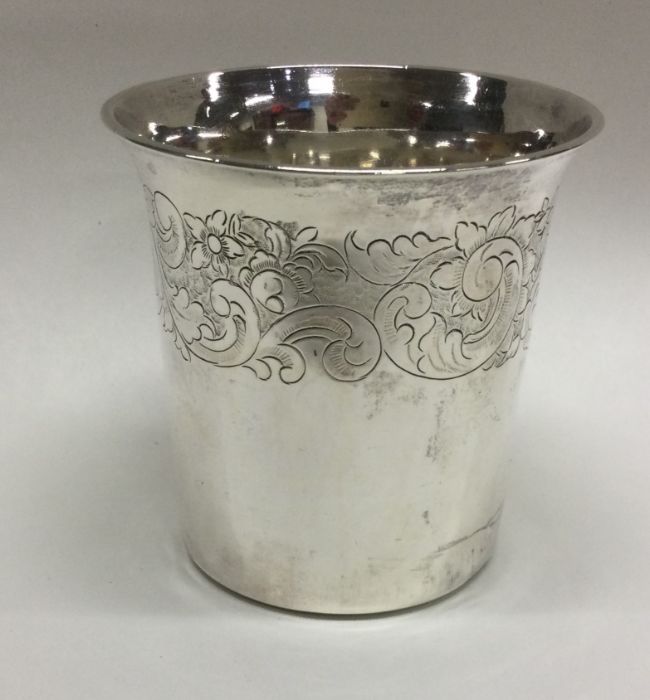 A French tapering silver beaker attractively decor