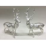A good pair of heavy cast silver stags in standing