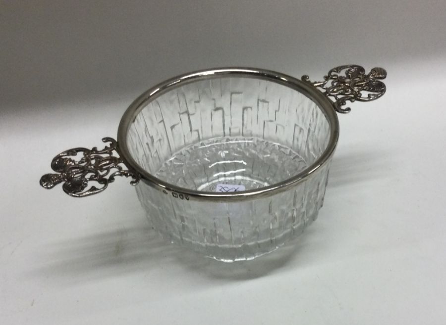 A stylish silver and glass mounted two handled bow