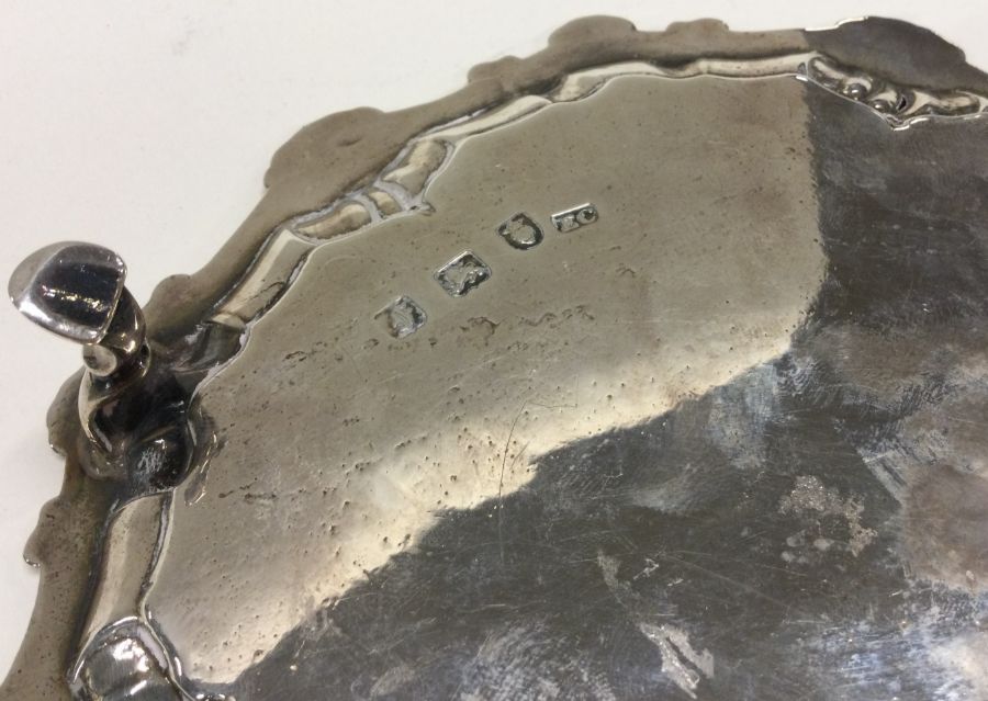 A good Georgian silver salver with shell border to - Image 3 of 3