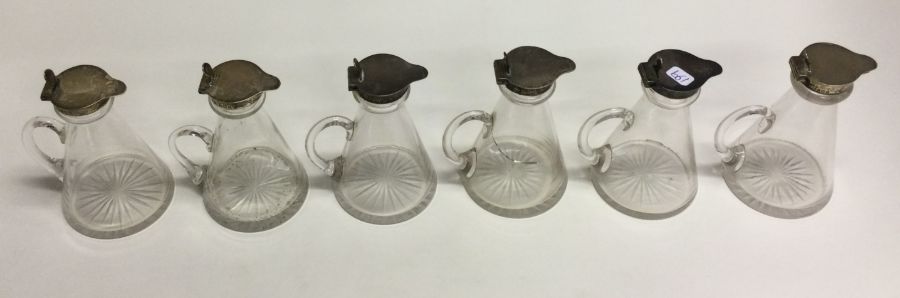 A rare set of six good silver mounted whisky noggi - Image 4 of 5