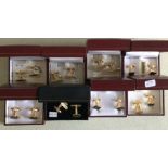 Eight boxed pairs of gold plated cufflinks. Est. £