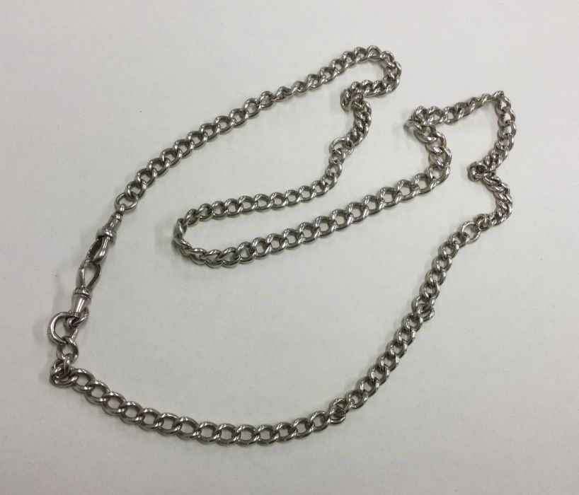 A large silver curb link watch chain. Approx. 65 g