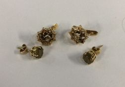 A pair of diamond mounted stud earrings etc. Appro