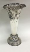 A good chased silver spill vase decorated with scr
