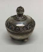 An unusual Israeli silver and turquoise mounted bo