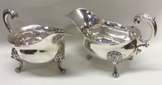 A good pair of heavy cast silver sauce boats with