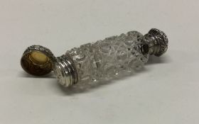 A silver mounted hobnail cut scent bottle / vinaig