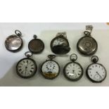 A large bag of silver cased pocket watches. Approx